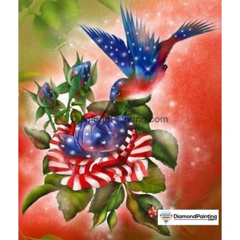 Ships From USA - USA Star Spangled Hummingbird 40x60cm