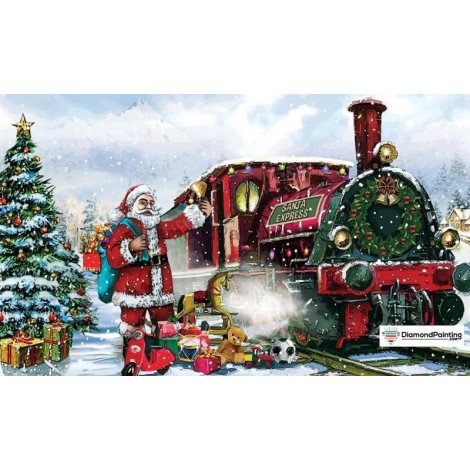 Santa Christmas Train Diamond Painting Kit