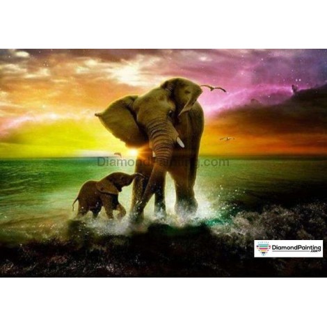 Playful Elephants Diamond Painting Kit