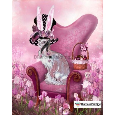 Ships From USA - The Cat in the Pink Chair 40x30cm
