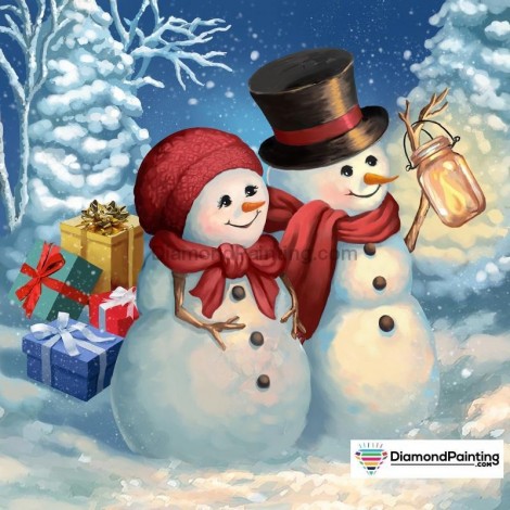 Snowman Happy Couple Christmas Diamond Painting Kit