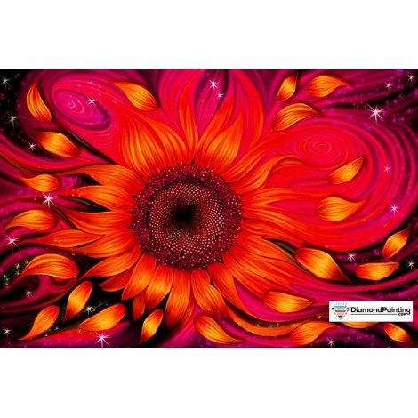 Red Firey Sunflower Diamond Painting Kit