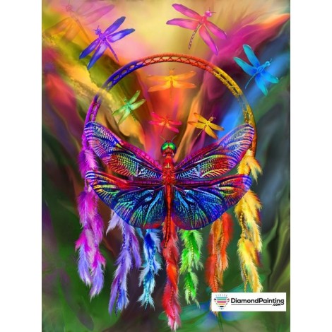 Ships From USA - Dragonfly Rainbow Dream Catcher 40x50cm