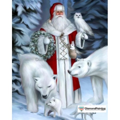 White Christmas Santa Diamond Painting Kit