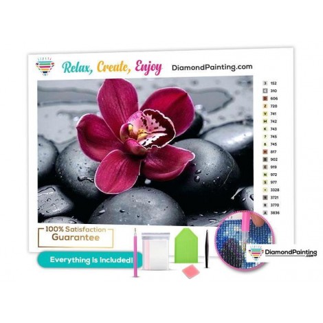 Flower on the Rocks Paint With Diamonds Kit for Adults