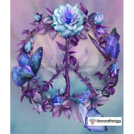 Flower and Butterfly Dream Catcher Painting With Diamonds Kit
