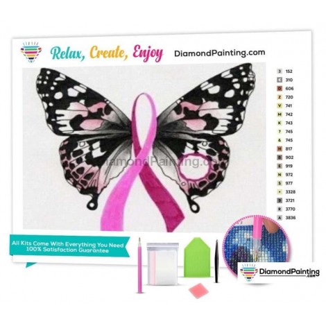Breast Cancer Awareness Butterfly 5D Diamond Painting Kit